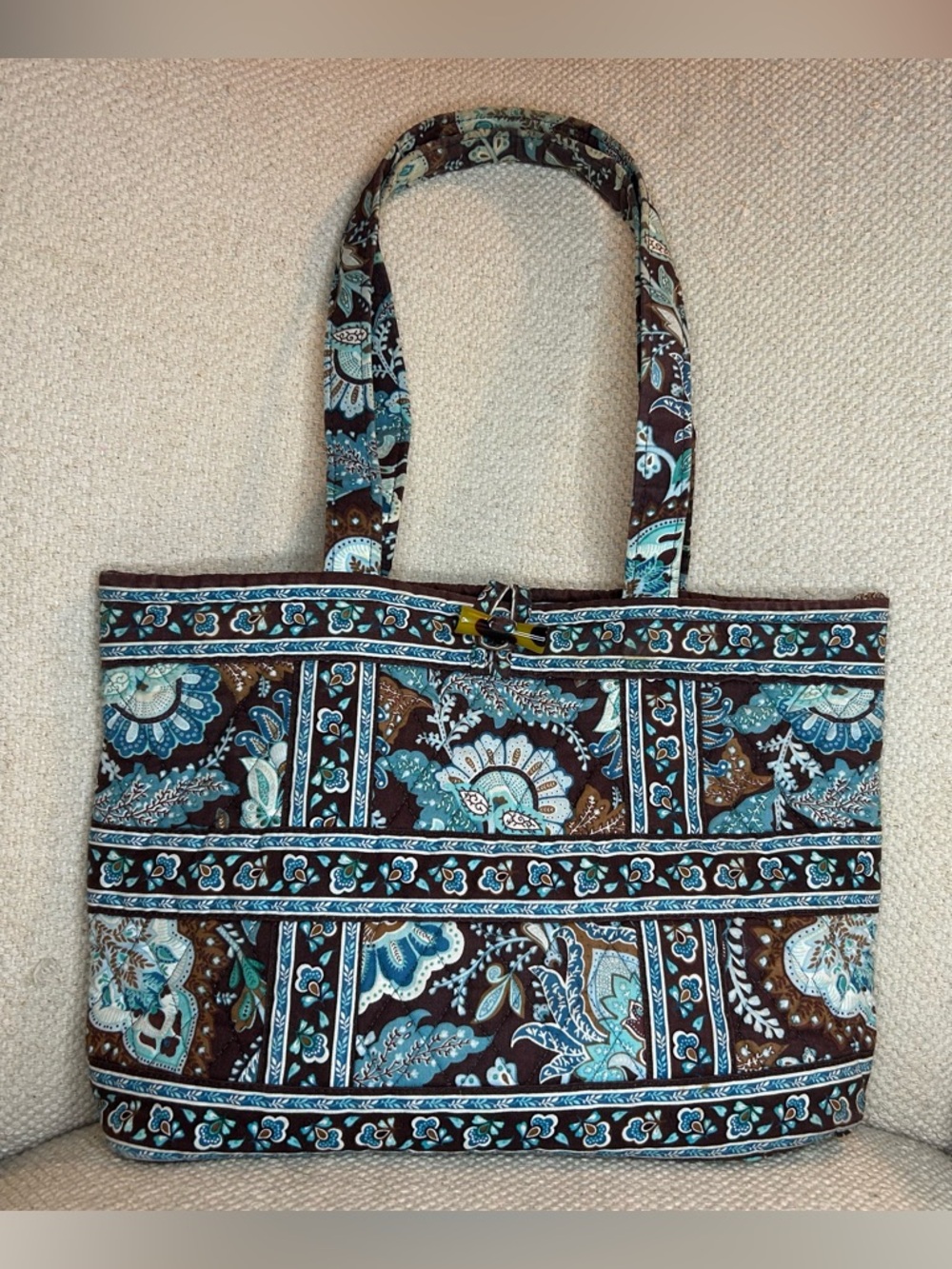 Vera Bradley Java Blue with tortoiseshell toggle closure